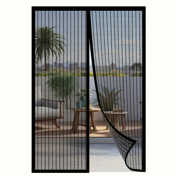 Easy-Install Magnetic Mesh Curtain for Summer, Heavy-Duty Striped,for Various Room And Door Types,Insect-Proof for All Seasons