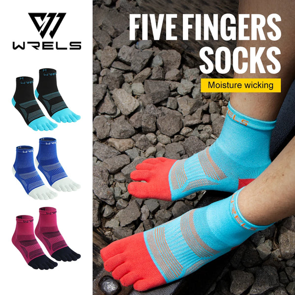 WRELS Athletic Ankle Toe Socks Five Finger Socks Breathable Athletic Running Sports Cushioned Moisture Wicking Five Toe Scocks