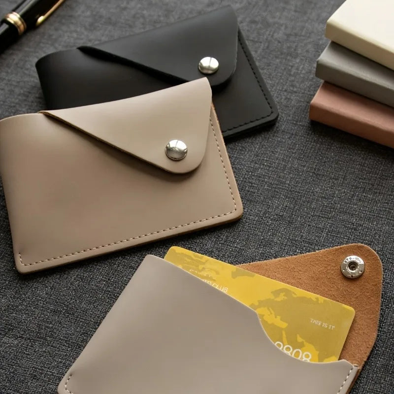 Minimalist Style Envelope Snap Closure PU Business Card Holder, Portable and Lightweight, Card Holder Wallet.