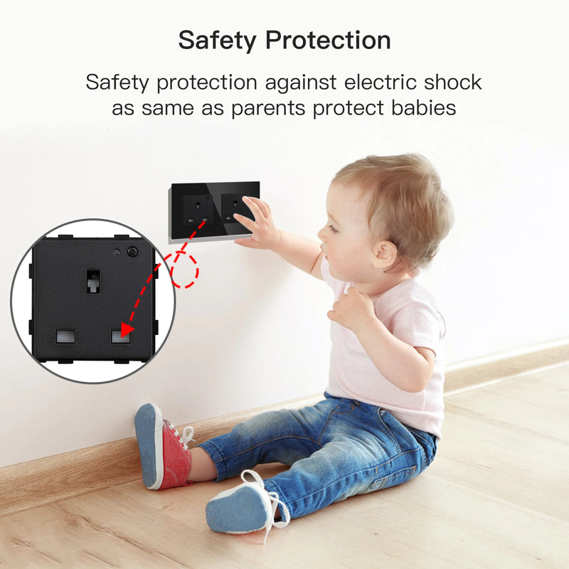 BSEED UK Standard Zigbee Power Monitor Socket Smart Double Electric Power Outlets Tuya Smart Iife Google Home Control 13A