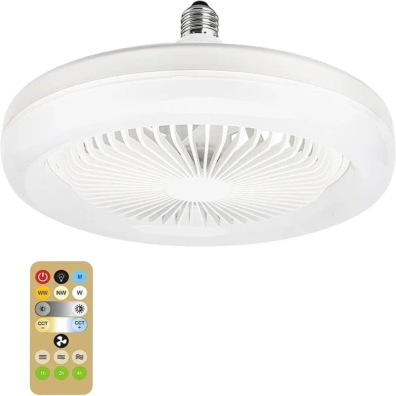 កង្ហារពិដាន JOYON 3In1 ជាមួយចង្កៀងបំភ្លឺ E27 មូលដ្ឋានបំលែងជាមួយឧបករណ៍បញ្ជាពីចម្ងាយសម្រាប់បន្ទប់គេងរស់នៅផ្ទះស្ងាត់ Ac85-265v