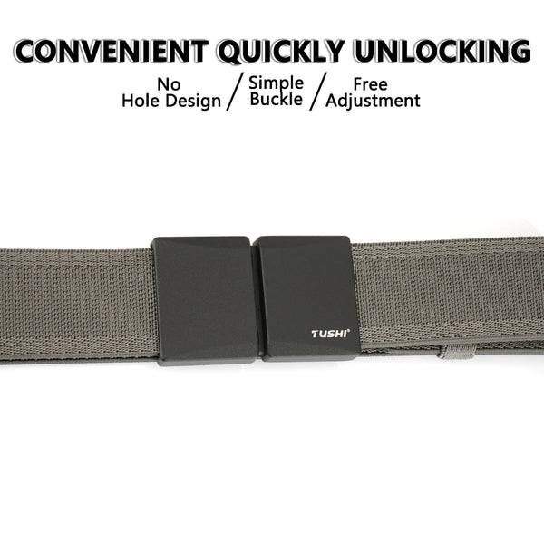 TUSHI Elastic Belt for Men Magnetic Buckle Alloy Quick Release Buckle Unisex Hiking Belt Military Tactical Belt Stretch Girdle