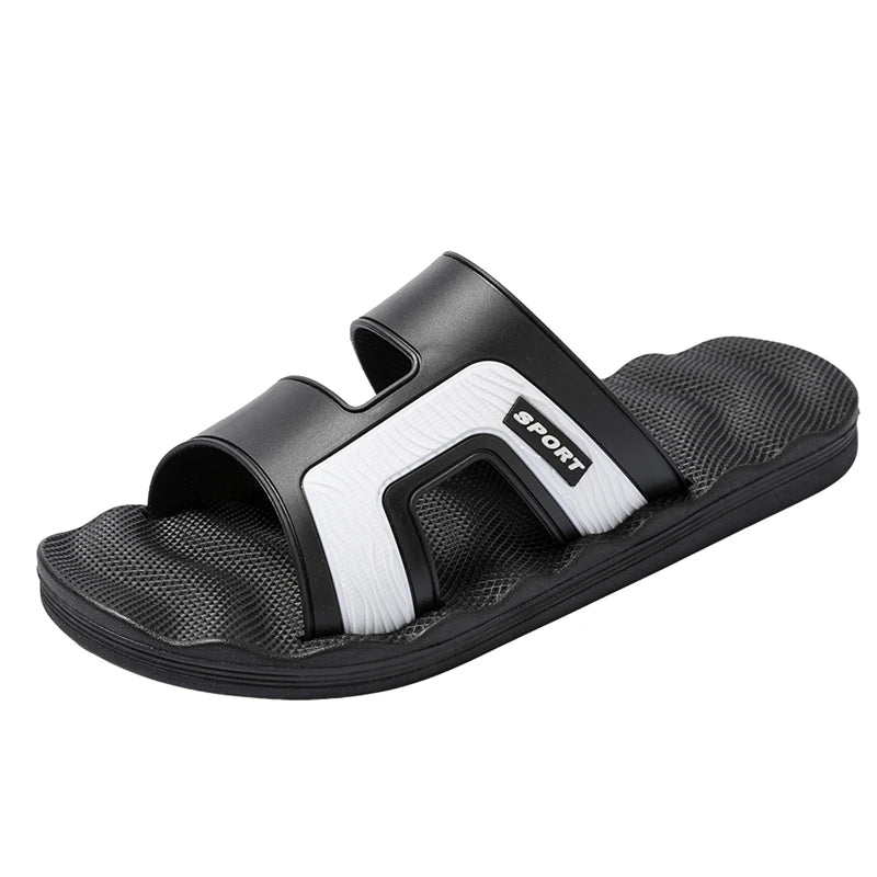 Mens Indoor Flat Slippers Slides Lightweight Home Shoes House Room Footwear Slide Slipper Comfortable PVC Upper EVA Soles