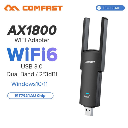 COMFAST CF-951AX 1800Mbps WiFi6 USB Adapter 2.4G&amp; 5G High Speed Wireless Network Card USB3.0 WiFi 6 Dongle Win10/11 PC Receiver China 953AX 1800Mbps