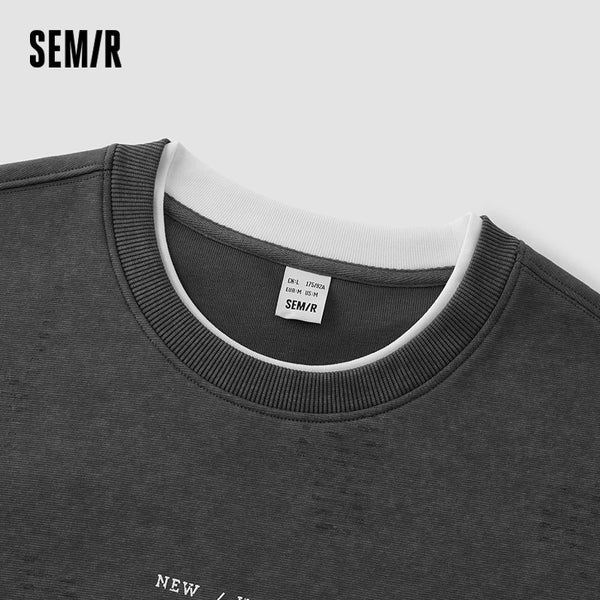 អាវយឺត Semir សម្រាប់បុរស ធ្វើពីរោមចៀម រចនាបថចម្រុះពណ៌ កមូល រលុង ទាន់សម័យ 2026 សម្លៀកបំពាក់ប្រចាំថ្ងៃរដូវរងាថ្មី