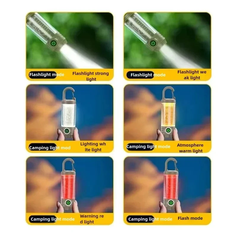 ភ្លើង LED ក្រៅផ្ទះច្រើនមុខងារ ភ្លើងពិលអាចសាកបាន ភ្លើងពេលយប់ចល័ត ភ្លើងតង់ធ្វើដំណើរធន់នឹងទឹក