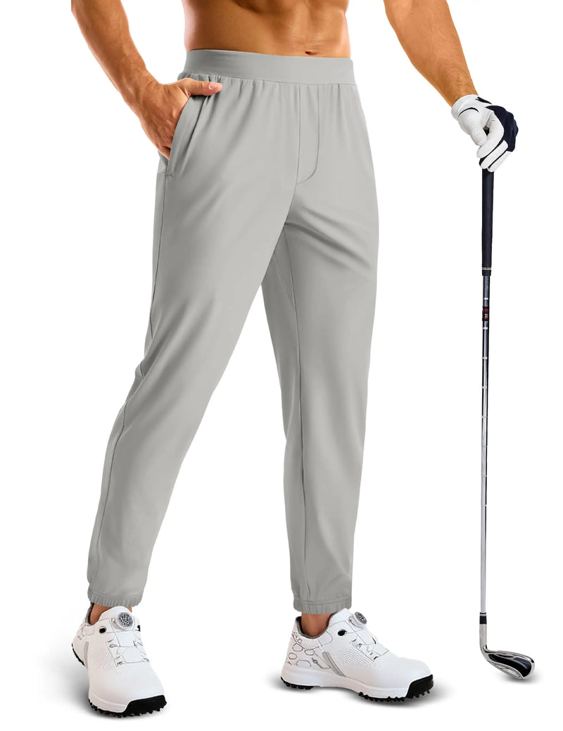 TACVASEN Golf Pants Men's Stretch Joggers with Zipper Pockets Breathable Lightweight Pants Work Casual Slack for Men Running