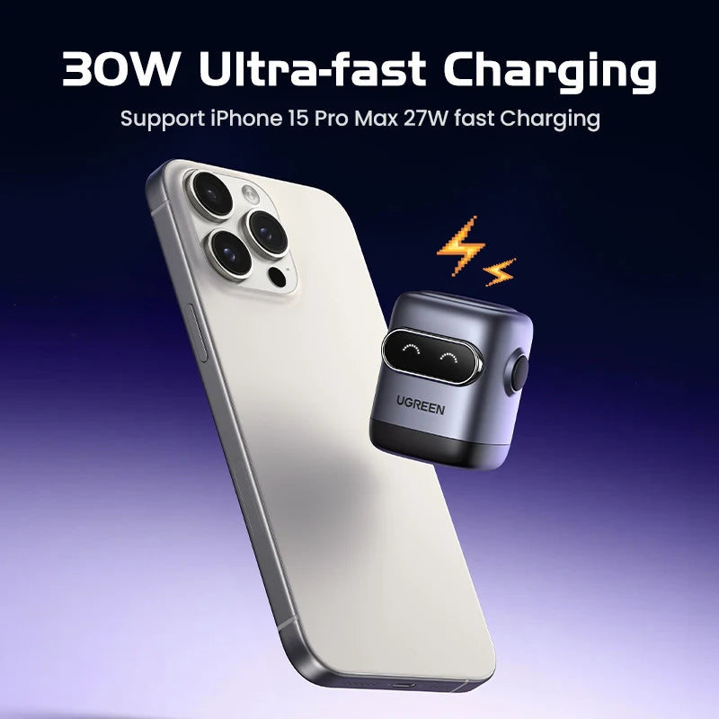 【US Plug】UGREEN 30W GaN Charger 2nd Gen Robot QC4.0 3.0 PPS PD3.0 Fast Charger For iPhone 18 17 16 Pro Max Samsung Xiaomi iPad