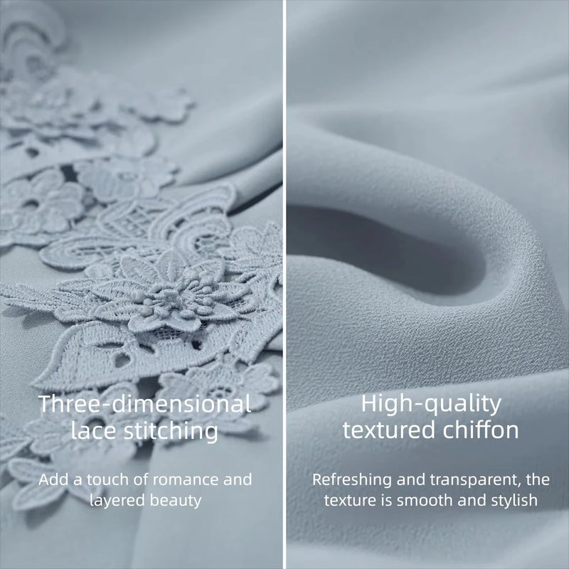 Amii Women's Blouse 2026 Summer New Round Neck Tie Detail Lace Raglan Short Sleeve Chiffon Top Asymmetric Casual Shirt 12622217