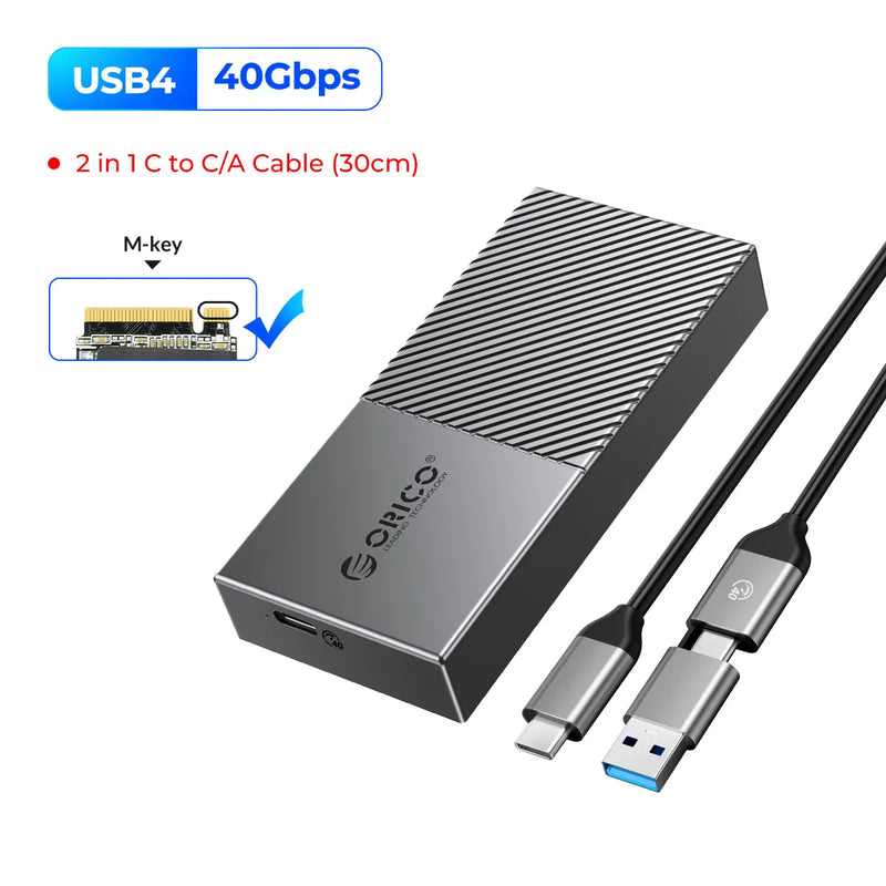 ORICO USB4 NVMe SSD Enclosure 40Gbps PCIe3.0x4 Aluminum M.2 SSD Case Compatible with Thunderbolt 3 4 USB3.2 USB 3.1 3.0 Type-C
