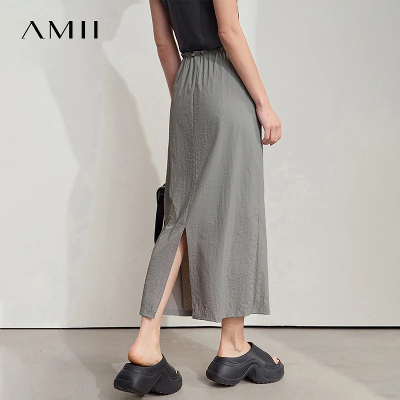 សំពត់រដូវក្តៅ AMII សម្រាប់នារីការិយាល័យថ្មីឆ្នាំ ២០២៥ សំពត់ស្តើង ការពារកម្តៅថ្ងៃ សំពត់ត្រង់ សំពត់ប្រវែងមធ្យម ម៉ូដធម្មតា 12542033