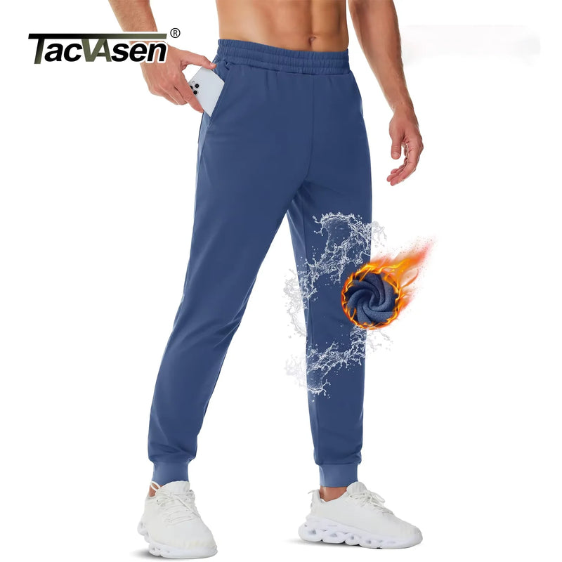 TACVASEN Mens Fleece Lined Sweatpants Winter Warm Water Resistant Pants Running Athletic Gym Joggers Casual Trouser with Pockets