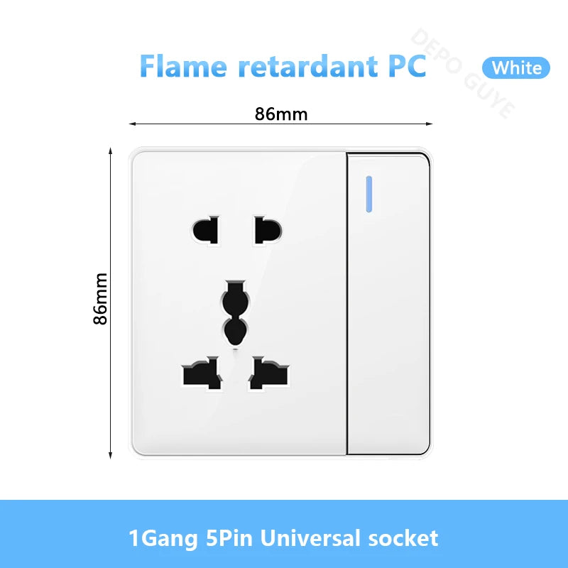White UK Standard 13A USB Wall Socket Panel,Universal 18W Type-c Quick Charge Socket Plug,Wall Light Switch Electrical outlet