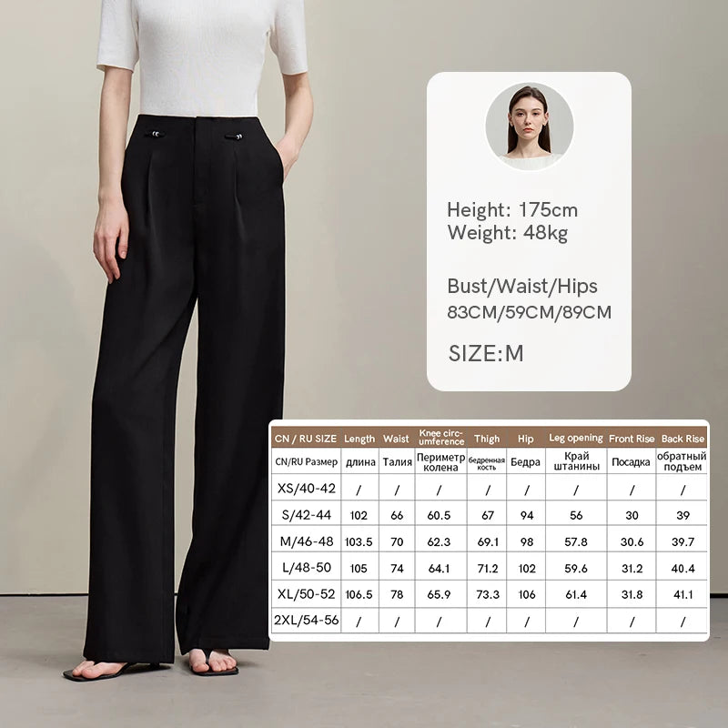Amii Woman Wide Leg Pants 2026 Summer New Loose Casual Beaded Trousers Office Lady Solid Versatile Long Pants for Women 12622068