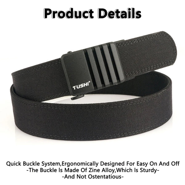 TUSHI New Hard Military Belt for Men Metal Automatic Buckle IPSC Gun Belt 1100D Nylon Tactical Belt Outdoor Sports Girdle Male