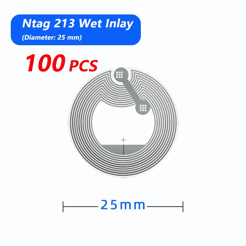 ស្ទីគ័រស្លាក NFC 100pcs/ឡូត 13.56MHz ISO14443A 213 ស្ទីគ័រស្លាកសកល Ntag213 RFID សម្រាប់ទូរស័ព្ទដែលបើក NFC ទាំងអស់