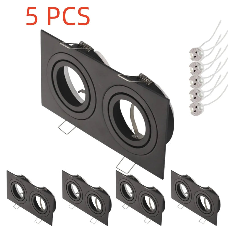 5pcs Square Recessed Spot Led Double Heads Frame GU10 MR16 Lamp Holder LED Down Light for Home Indoor Lighting Fixture