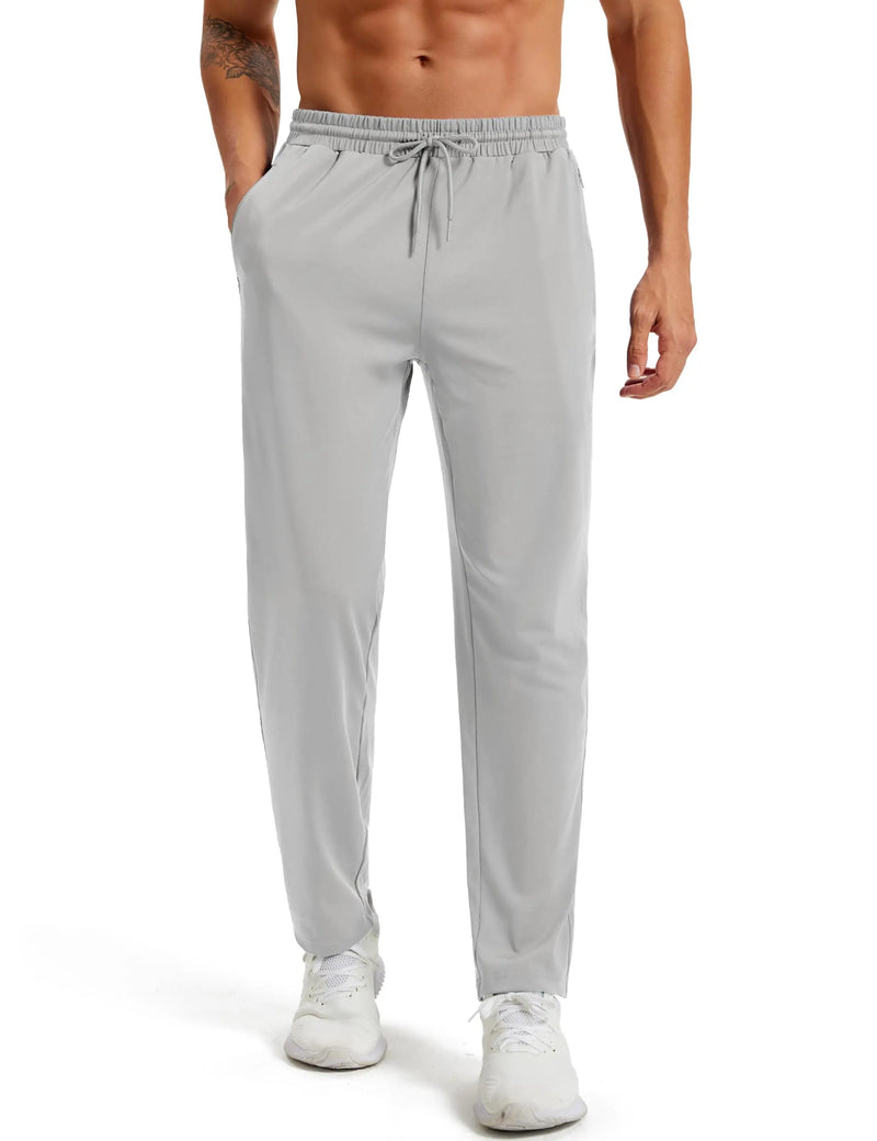 TACVASEN Men's Lightweight Joggers Stretch Tapered Sweatpants Zipper Pockets Sport Bottoms Workout Gym Running Athletic Pants