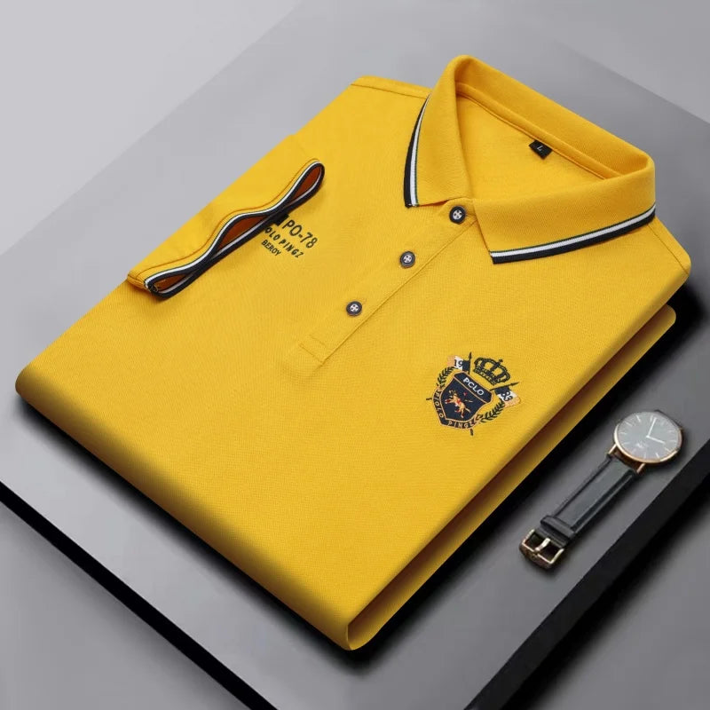 High Quality Man Short-Sleeved Polo Shirt Lapel Button Embroidery Summer Hot-Selling Polo Shirt Business Casual Men's Clothing