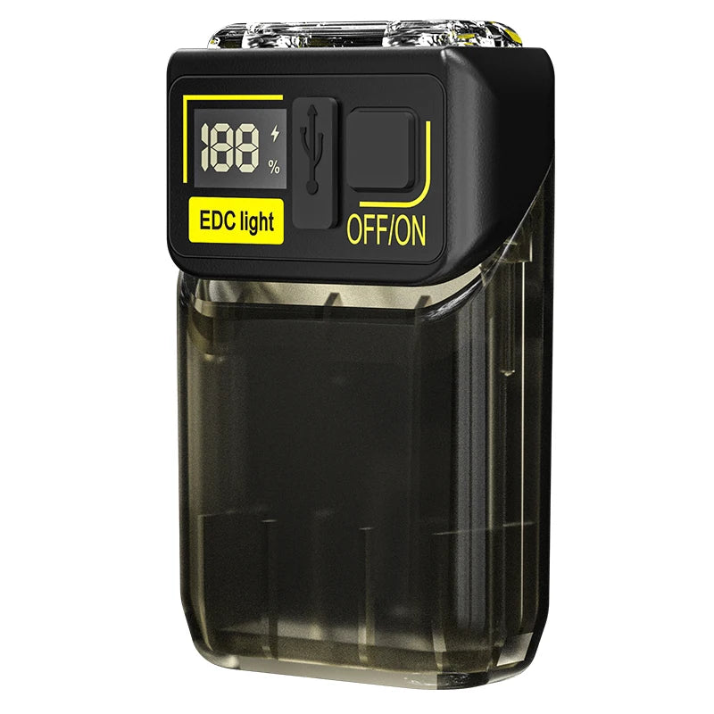 ពិល EDC ភ្លឺខ្លាំង បង្វិល 90° ពិលតូច 6 របៀបភ្លើង ភ្លើងក្លីបមួកការពារទឹក ជាមួយមេដែកបង្ហាញឌីជីថល