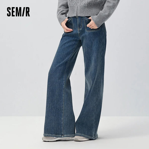 ខោខូវប៊យ Semir សម្រាប់នារី ស្លៀកប្រចាំថ្ងៃ ជើងរីក រចនាបថបុរាណ ឆ្នាំ២០២៦ រដូវរងាថ្មី ស្ទីលធម្មតាសម្រាប់ទីក្រុង