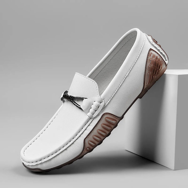 Spring Autumn Mens Casual Loafers Men Leather Shoes Slip On Luxury White Black Loafer Shoes Size 38-44 Dropshipping