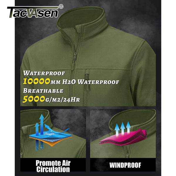 TACVASEN Men's Waterproof Outdoor Hiking Jacket Full Zip Windproof Fleece Lining Warm Fall Winter Work Casual Jackets