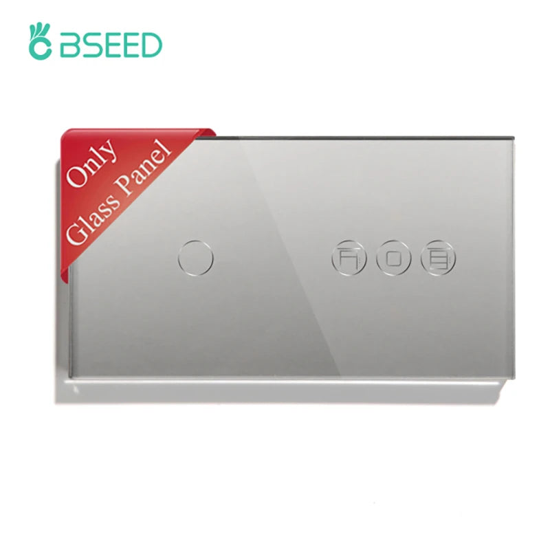BSEED Crystal Switch Panel For Electric Smart Roller Shutter Blinds Glass Frame With Metal Base DIY Parts Only EU Standard 157mm