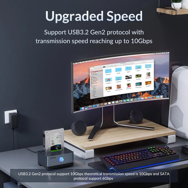 ORICO RGB Hard Drive Station Type-C Aluminum 2.5/3.5 Inch HDD Case RGB Cyberpunk Design 10Gbps Fast Speed Hard Disk Bay for PC
