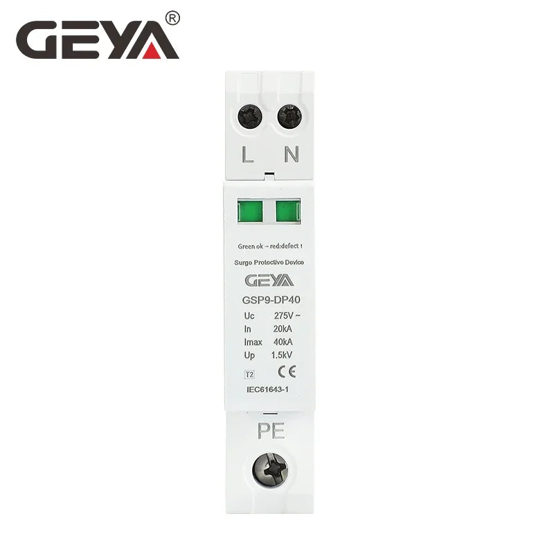 GEYA GSP9 1P+N/2P 18mm SPD ឧបករណ៍ការពារការកើនឡើង 20~40KA ឧបករណ៍ការពាររន្ទះ ឧបករណ៍បញ្ឈប់វ៉ុលទាប AC275V SPD