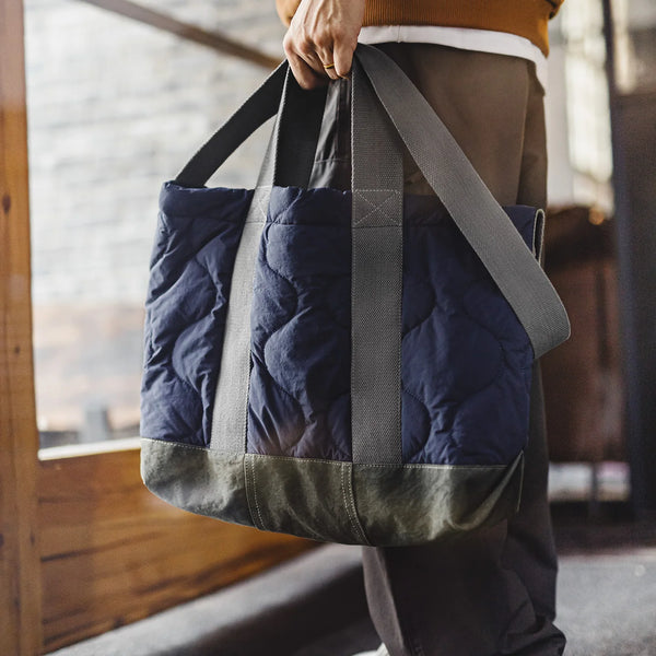 កាបូប Maden បុរស Vintage M65 Tote សមត្ថភាពធំ កាបូបស្ពាយបែបយោធា ពណ៌ផ្ទុយ កាបូបយួរដៃធ្វើដំណើរធម្មតា