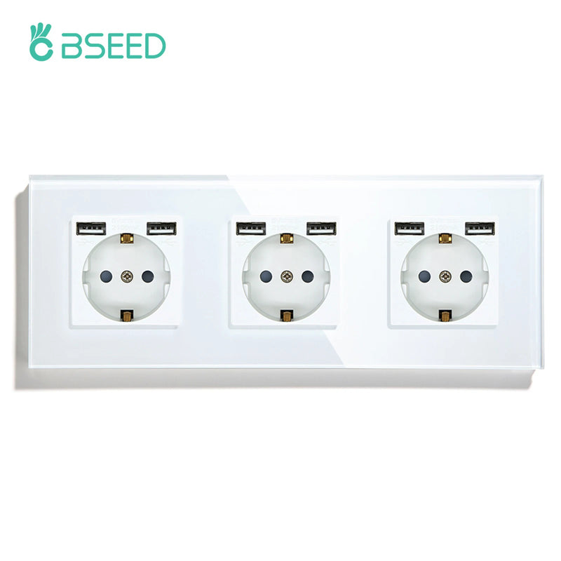 BSEED Touch Light Switches LED Backlight EU Wall Sockets Switches Glass Panel Max.Load 300W 1/2/3Gang 1Way LED Light Switches
