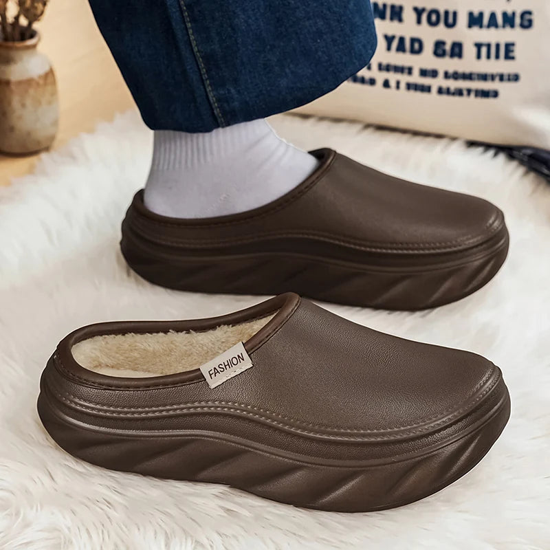 Men's Mules casual cotton shoes winter light non-slip soft sole comfort outdoor fashion walking chef work semi cotton slippers