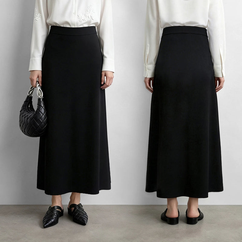 Amii Women's A-Line Flared Knit Midi Skirt Loose Fit Slimming Minimalist Casual Business Autumn Woman Clothes 12623045