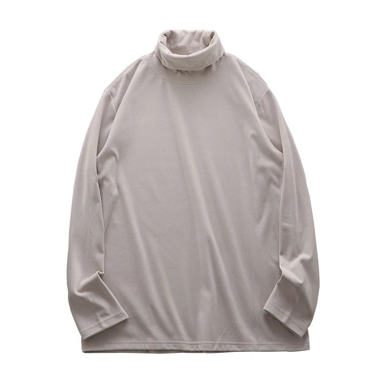 DUKEEN Dralon Fabric Long Sleeve T Shirts for Men 2025 Autumn and Winter Thick Fleece Warm Turtlenneck Solid Color Undershirts