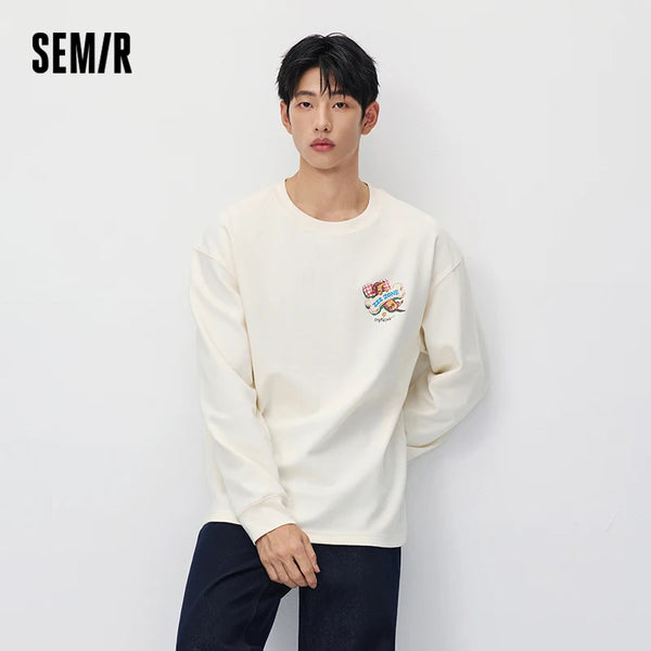 អាវយឺតប៉ាក់ Semir សម្រាប់បុរស រចនាបថសត្វចិញ្ចឹម រចនាបថឆ្កែ កមូល រលុង ឆ្នាំ២០២៦ សម្លៀកបំពាក់ប្រចាំថ្ងៃរដូវរងាថ្មី រចនាបថធម្មតាសម្រាប់ទីក្រុង