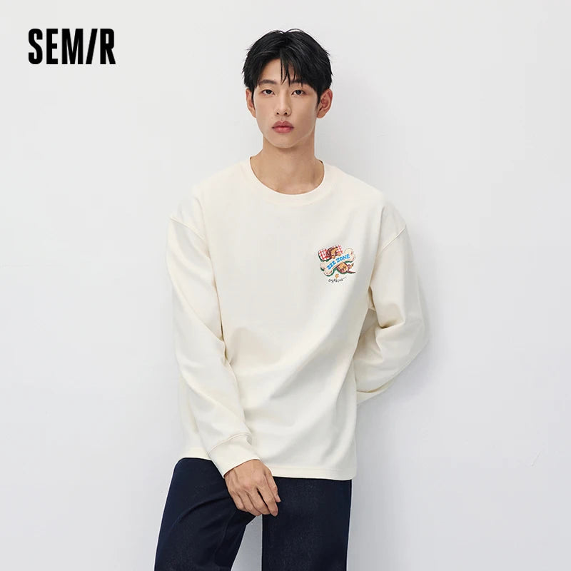 អាវយឺតប៉ាក់ Semir សម្រាប់បុរស រចនាបថសត្វចិញ្ចឹម រចនាបថឆ្កែ កមូល រលុង ឆ្នាំ២០២៦ សម្លៀកបំពាក់ប្រចាំថ្ងៃរដូវរងាថ្មី រចនាបថធម្មតាសម្រាប់ទីក្រុង