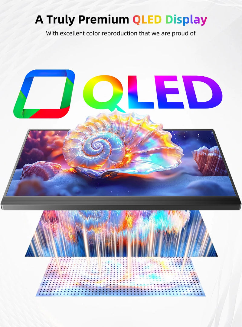 ម៉ូនីទ័រចល័ត PERFECT QLED 4K ទំហំ 15.6 អ៊ីញ 131% sRGB HDR IPS UHD USB-C កុំព្យូទ័រយួរដៃ កុំព្យូទ័រ អេក្រង់ HDMI ជាមួយ Smart Cover និងឧបករណ៍បំពងសម្លេងពីរ