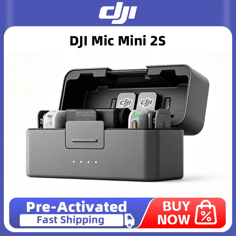 DJI Mic Mini 2S Wireless Microphone 28-Hour Internal Storage, 32-bit Float Internal Recording Two-Level Al Noise Canceling