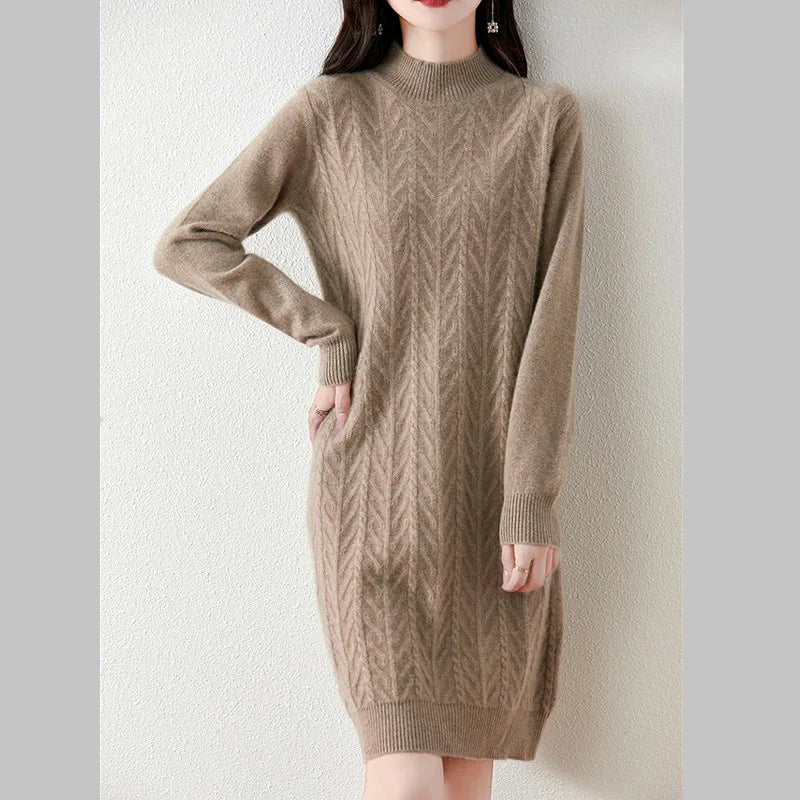 Ropa Mujer Turtleneck Warm Short Mini Dress Spring Autumn Knitwear Tops Female Turtleneck Winter Women‘s Sweater Pulls Jumper