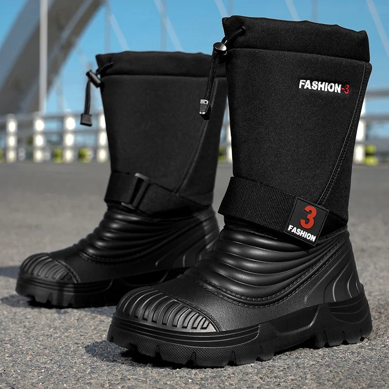 Men's snow boots winter non-slip warm plush Thick sole plus size high top boots fashion Joker outdoor sports casual cotton boots