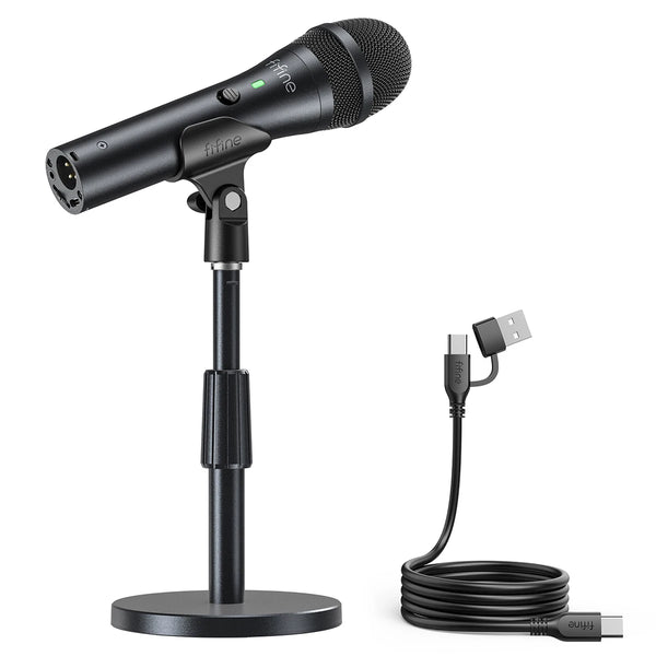 FIFINE USB/XLR Dynamic Microphone for Recording,Studio Handheld Mic with Desktop Stand for Vocal/Streaming/dubbing/Meeting-TANK2