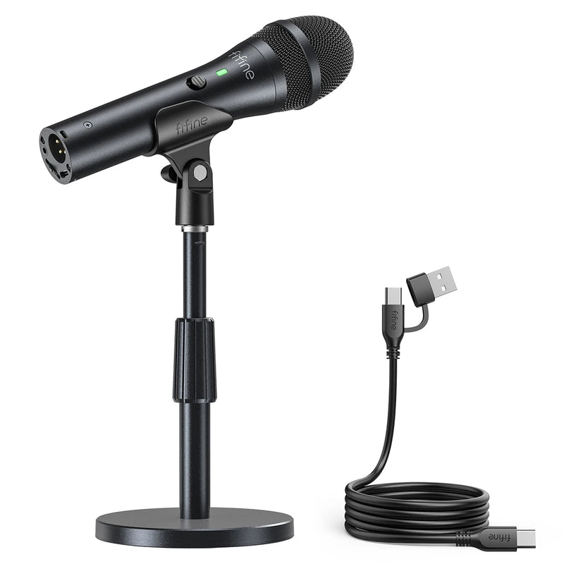 FIFINE USB/XLR Dynamic Microphone for Recording,Studio Handheld Mic with Desktop Stand for Vocal/Streaming/dubbing/Meeting-TANK2