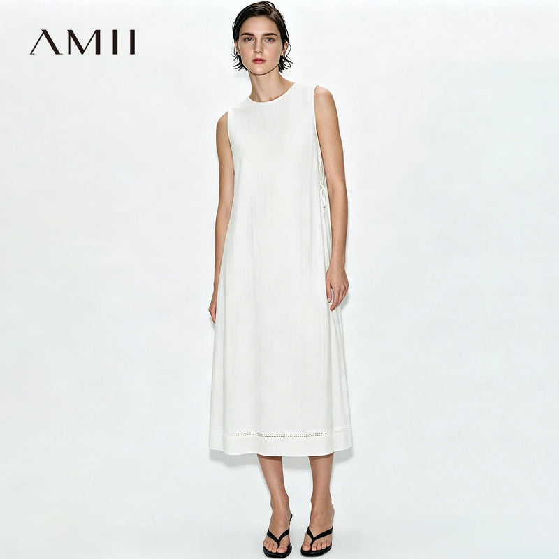 Amii Women's Casual Dresses 2026 Summer New O-Neck Lace Cutout Sleeveless Loose Fit Casual A-Line Long Dress For Women 12642178