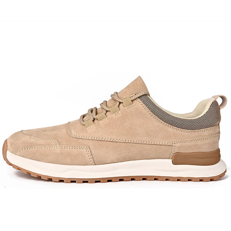 Men Sports Shoes Fashion Wear-resistant Leather Versatile Street Fitness Sports Shoes New Flat Bottomed Anti Slip Running Shoes