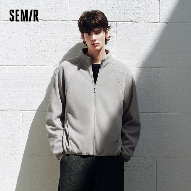 Semir Men Winter Jacket Antistatic Polar Fleece Stand Collar Raglan Sleeve 2026 New Winter Daily Wear Urban Casual Style