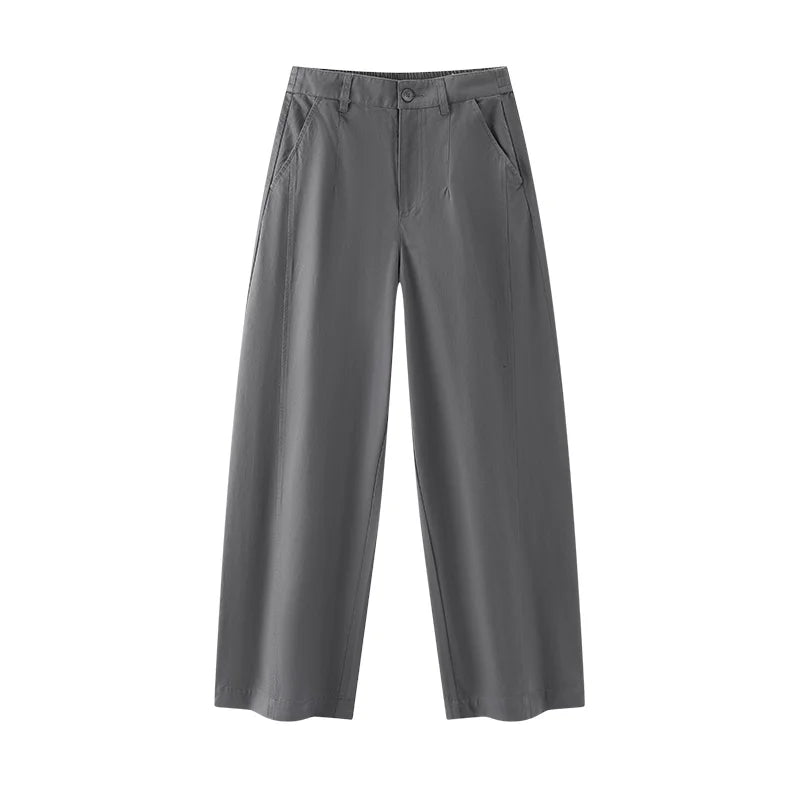 Semir Women Pants Washed Brushed Curved Barrel Leg Elastic Waist Loose Casual Autumn Trousers Daily Wear 2026