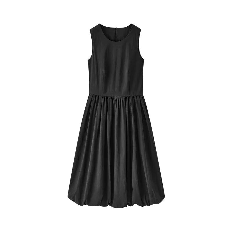 Semir Women Dress Crew 2026 Sleeveless Solid Waist Cinched Urban Casual Everyday Style Soft Comfortable Daily Wear Trendy