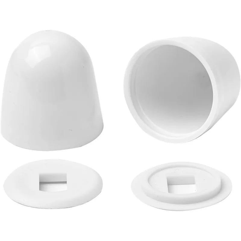 2pcs Premium Round Universal Toilet Bolt Caps - Easy Push-On Installation with Extra Washers, 1.44 Inch Height, Durable Plastic