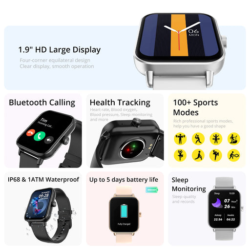 COLMI P81 Voice Calling Smart Watch Ultra 1.9 inch Screen 24H Health Monitor 100+ Sports Modes 100+ Watch Faces Smartwatch